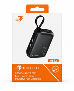 پاوربانک 20000 میلیآمپرساعت TurboCell A582 | شارژ سریع، ظرفیت بالا و طراحی مدرن