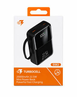 پاوربانک 20000 میلیآمپرساعت TurboCell D563 | شارژ سریع، ظرفیت بالا و نمایشگر دیجیتال