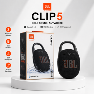 اسپیکر بلوتوثی JBL Clip 5 | صدای JBL Pro Sound، ضد آب IP67 و باتری 15 ساعته