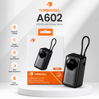 پاوربانک 20000 میلی‌آمپرساعت TurboCell A602 | شارژ سریع، نمایشگر دیجیتال و ظرفیت بالا