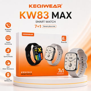 ساعت هوشمند KEQIWEAR KW83 Max | نمایشگر بزرگ HD، مکالمه بلوتوثی و پایش سلامت