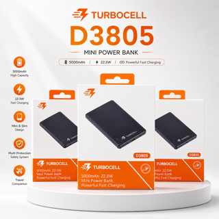 پاوربانک مگ‌سیف TurboCell D3805 ظرفیت 5000 میلی‌آمپرساعت | شارژ بی‌سیم مغناطیسی و طراحی فوق‌سبک
